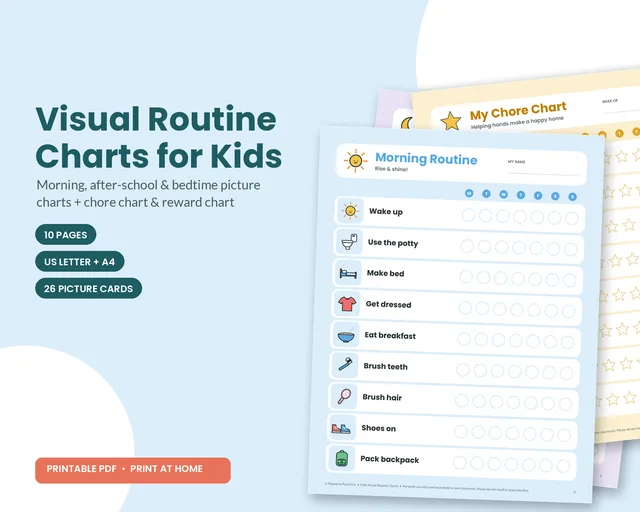 Kids Visual Routine Charts printable mockup